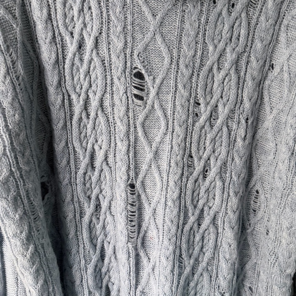 Free People Distressed Complex Cable Knit Turtleneck Sweater Small 41472 - Picture 5 of 9
